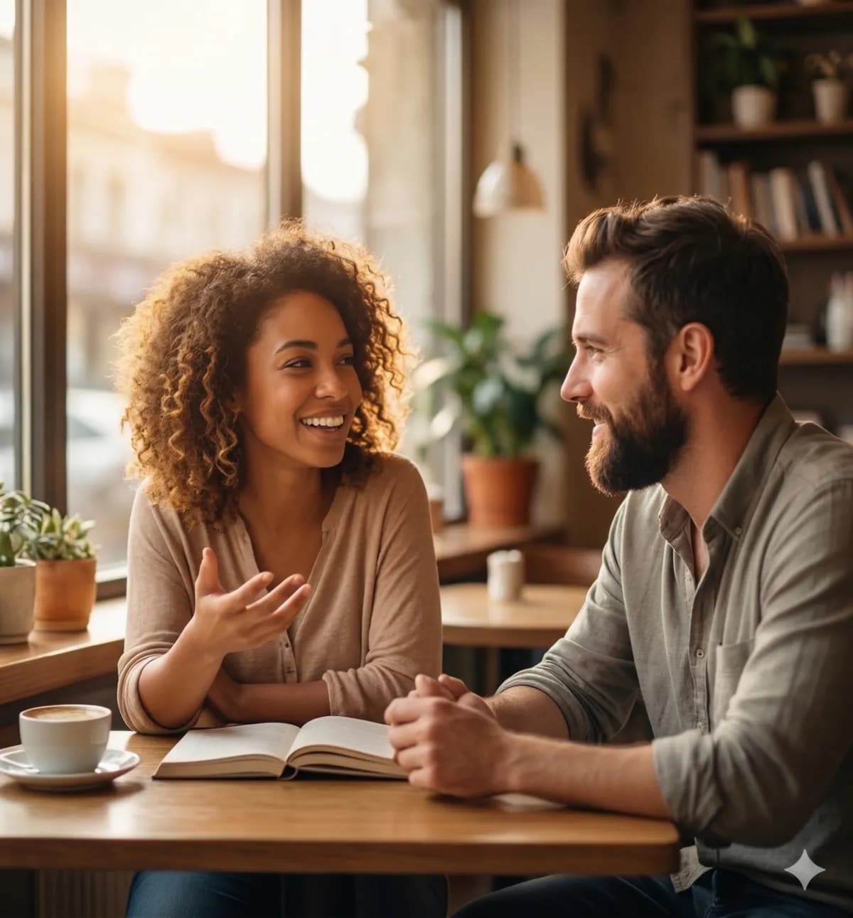 People having a relaxed, natural conversation
